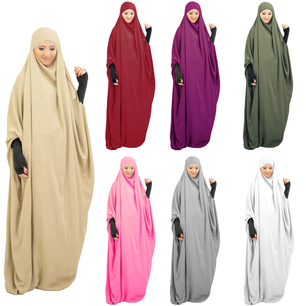 

Muslim Women Abaya Prayer Garment Hajj Ramadan Islamic Arab Jilbab Dubai Hooded Hijab Dress Eid Full Cover Kaftan Robe Khimar