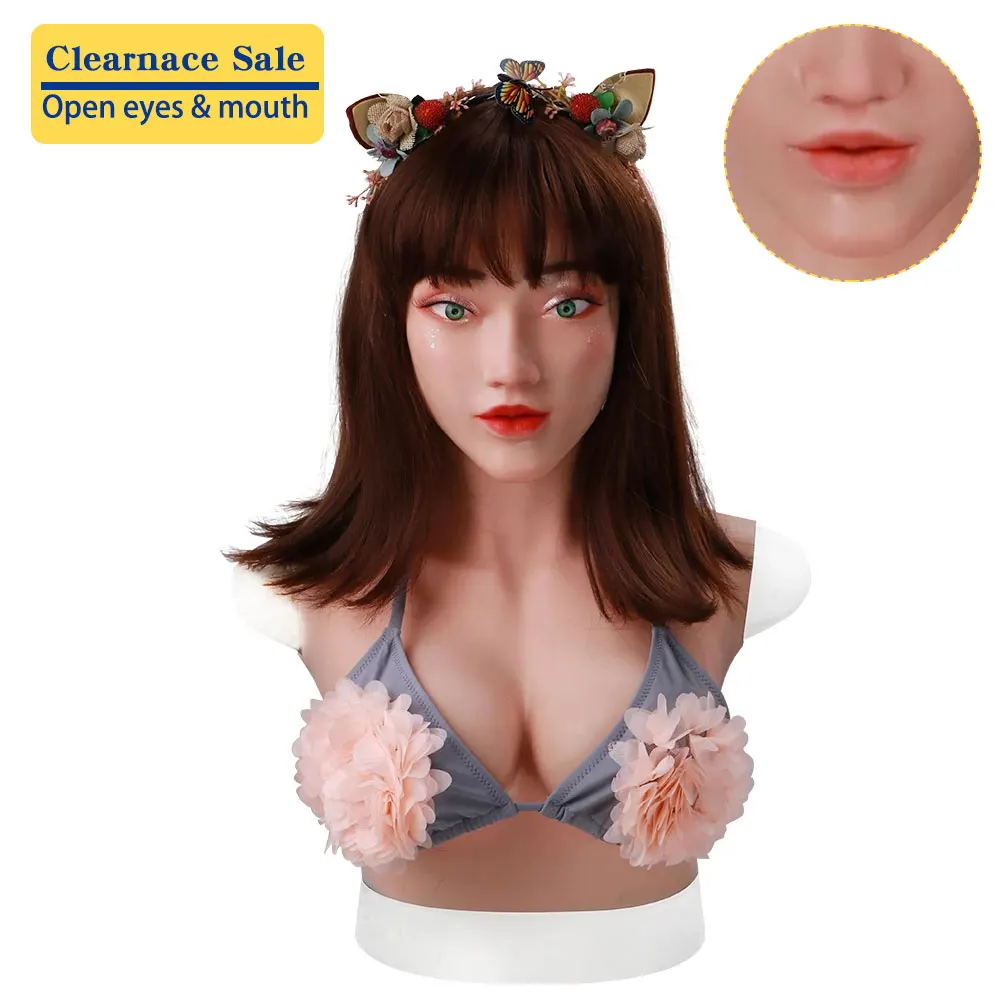 

Drag Queen Halloween Silicone Masks Woman Face Realistic Human Skin Mask Halloween Dance Masquerade Cosplay Costume Mask Suit