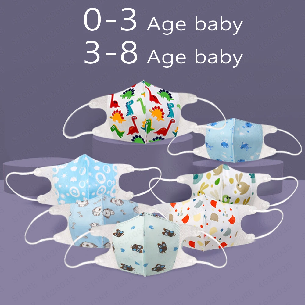 

50pcs 0-3-8 Age Newborn Infant Baby kids 3D Face Mask with Valve 4-layer Meltblown Non-woven Filter Children Mask Mascarillas