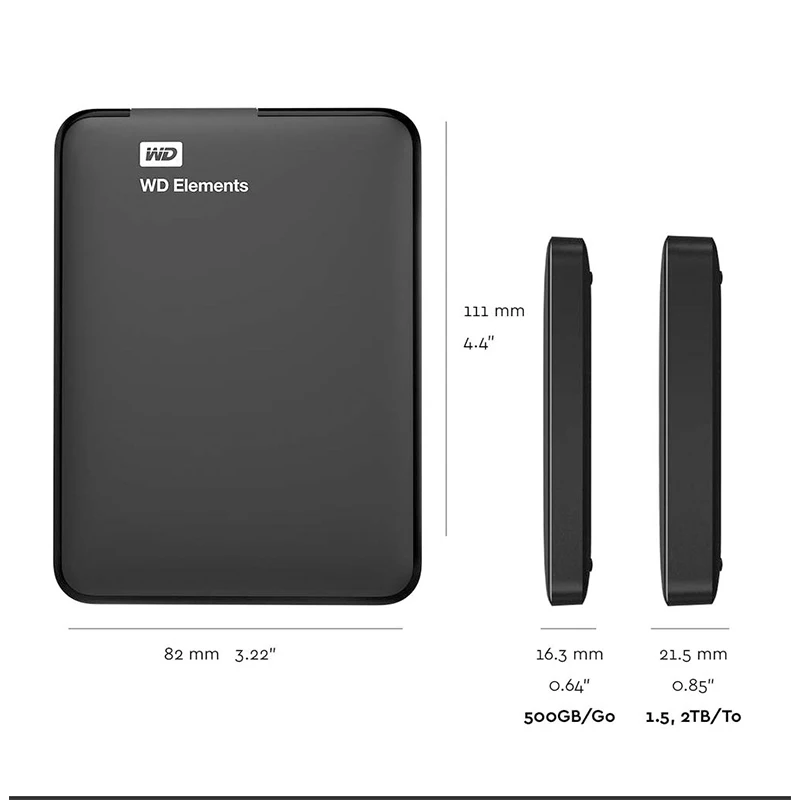 Western Digital WD Elements 2.5" Portable External HDD 1/2/4TB Capacity SATA Storage USB3.0 Hard Drive Disk Original for PC |