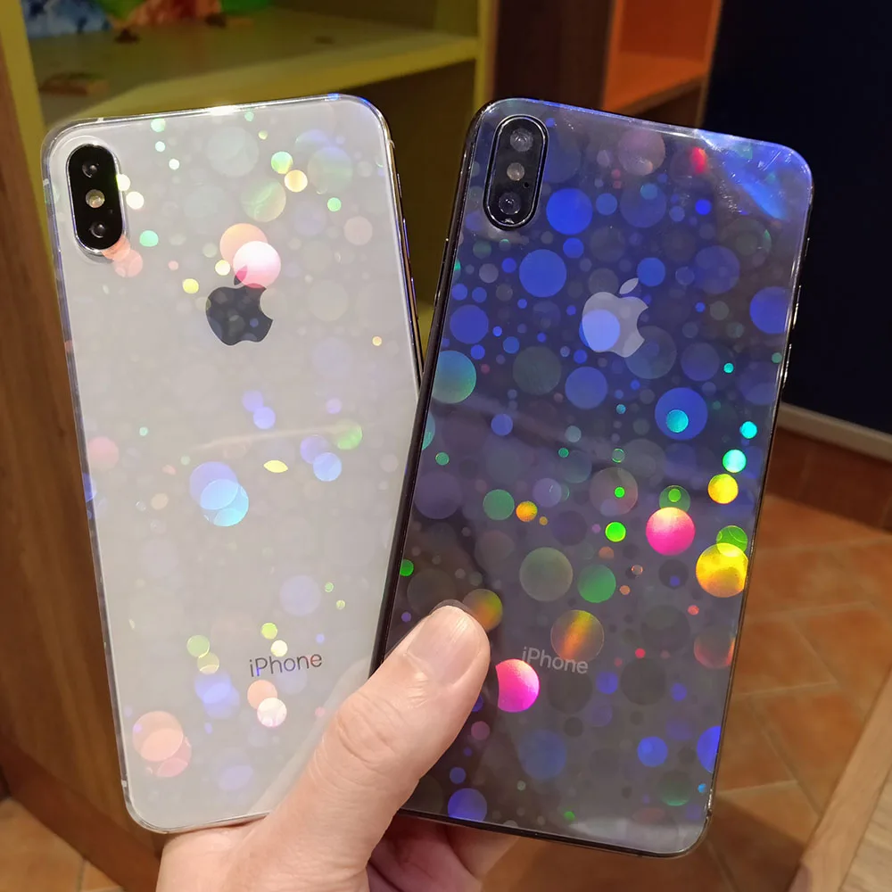 Новые лазерные в горошек прозрачные задние наклейки для телефона iPhone 11 6S 7 8 Plus XS Max XR тонкий мягкий протектор с полным покрытием