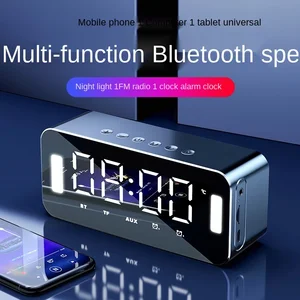 MC desktop phone home wireless speaker bluetooth mirror with night light alarm clock radio caixa de som bluetooth altavoz