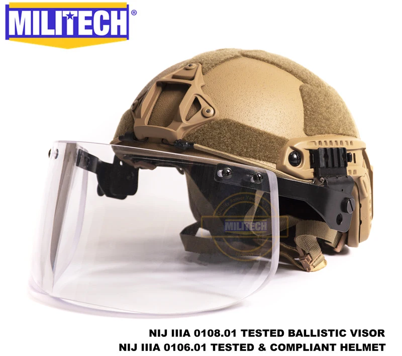 MILITECH коричневый CB Deluxe NIJ IIIA 3A быстрый пуленепробиваемый шлем и козырек