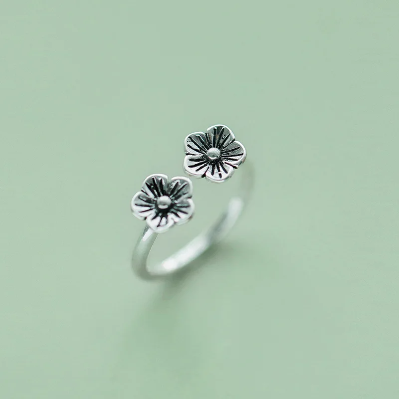 

S925 стерлингового серебра Элегантный Дейзи цветок Винтаж Творческий кольцо Открытое кольцо женская мода серебряные аксессуары