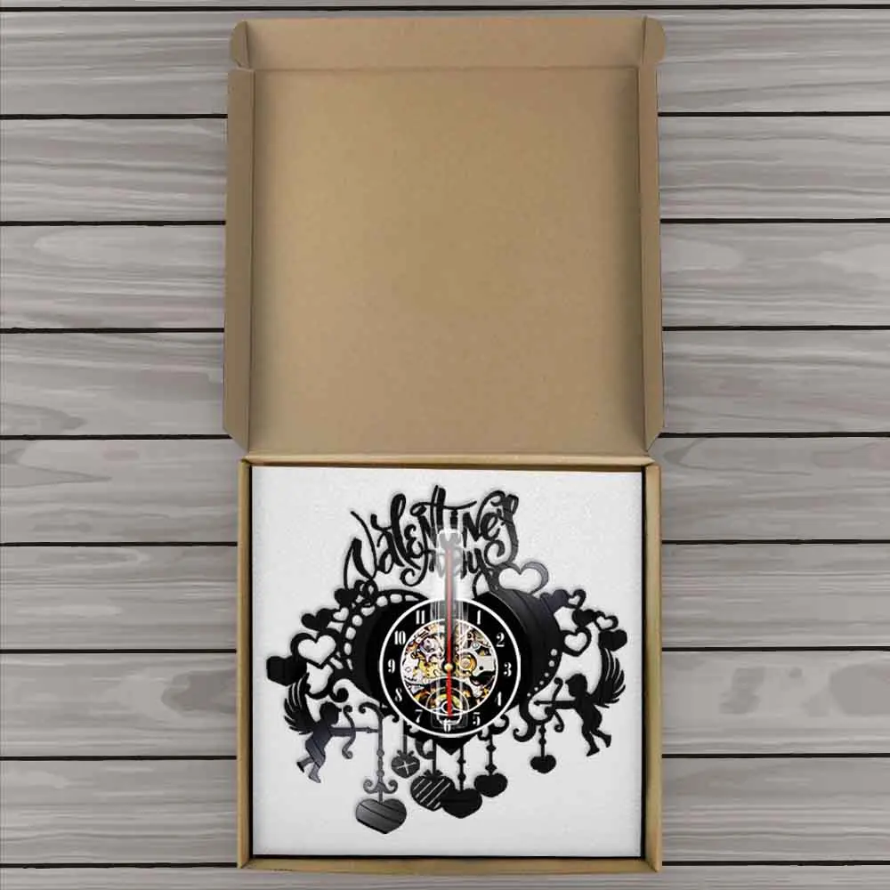 Светодиодный виниловый светильник на День святого Валентина настенные часы с