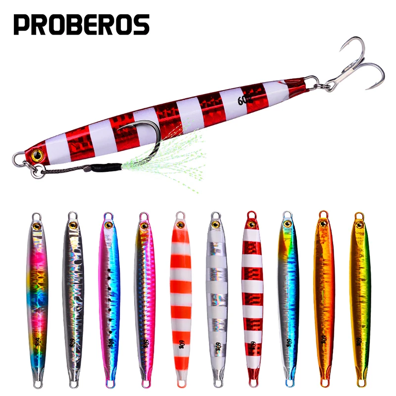 PROBEROS 1 шт. футболка с длинными металла джиг приманка для рыбалки 10g 20g 30g 40g 60g