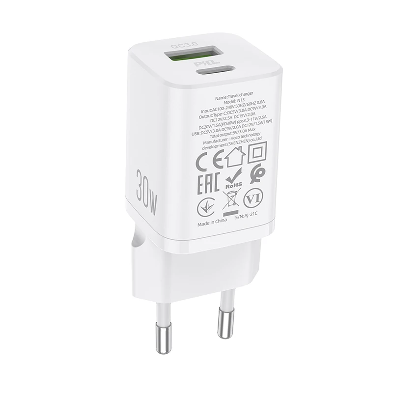 Фото Сетевое зарядное устройство Hoco PD30W зарядка для телефона с разъемом USB Type-C быстрая Сетевое зарядное устройство Hoco PD30W зарядка для телефона с разъемом USB Type-C быстрая