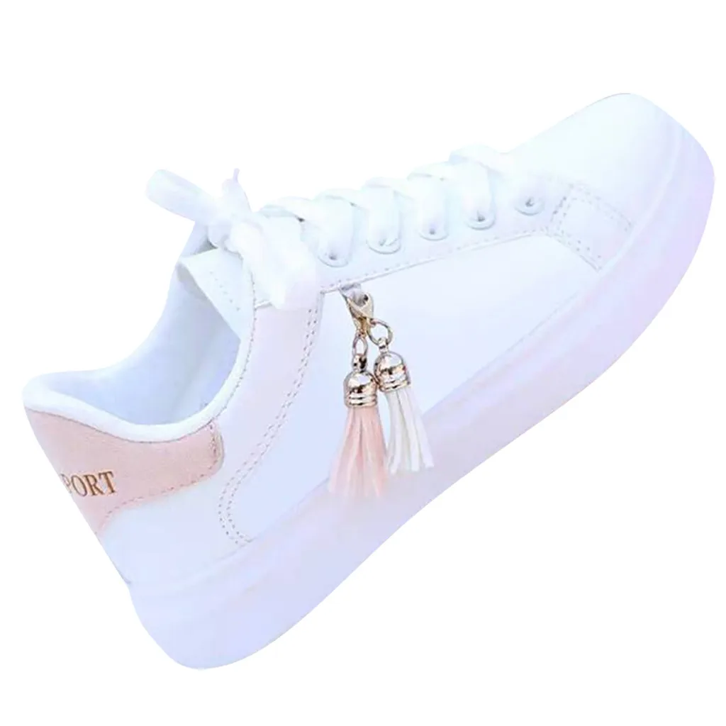

Shoes Woman Flat Vulcanized Shoes Casual Tassel PU Sports Shoes Women Low Top Sneakers Walk Sports Breathable Shoes feminino