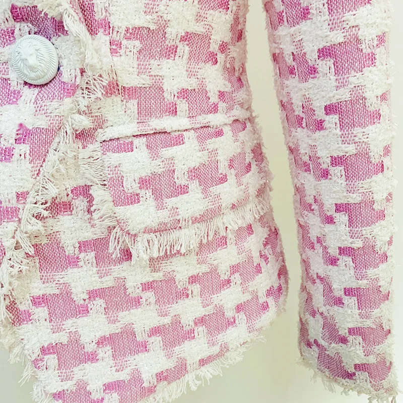 Женский комплект из двух предметов Розовый шерстяной костюм с блейзером и