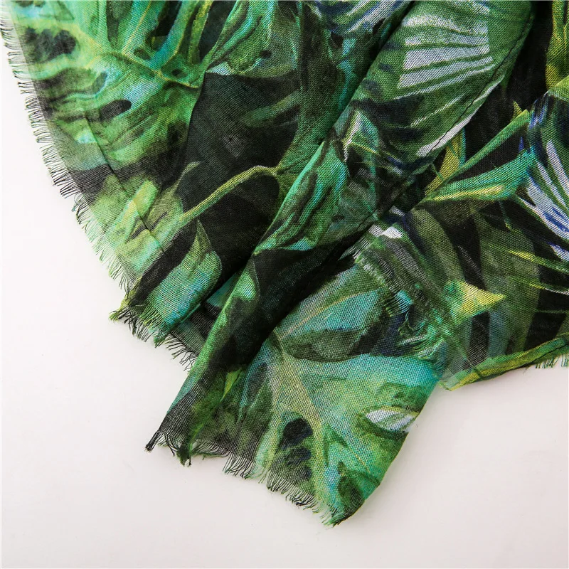 

Women Thin Head Scarf Leaves Green large Shawl Wrap Warm Scarves NEW [6647]