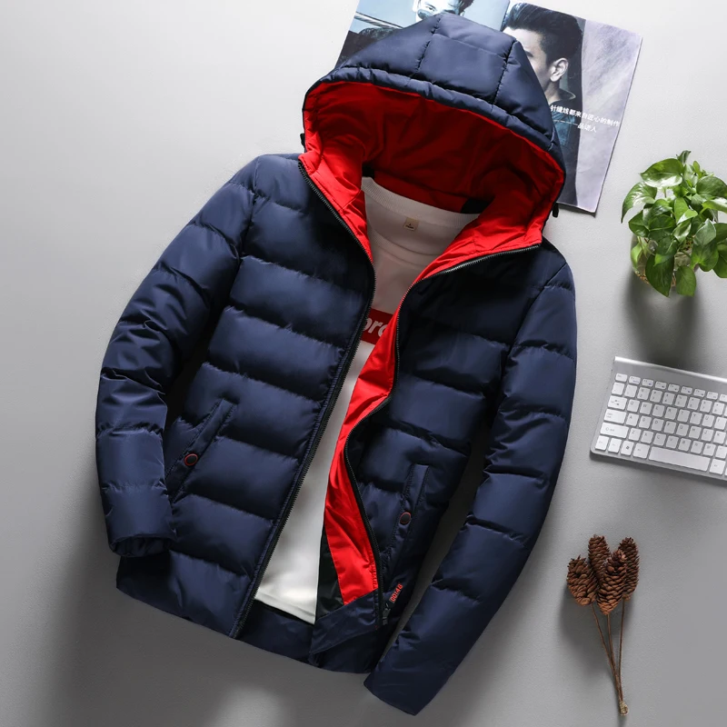 

2021 Winter Autum Men's Thick Jacket New Mens Casual Hooded Windproof Parkar Coat Fashion Warm Loose Jacket Male SA988