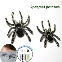 2pcset high quality spider ironing embroidery patches iron on embroidered parches appliques for clothing parches para la ropa