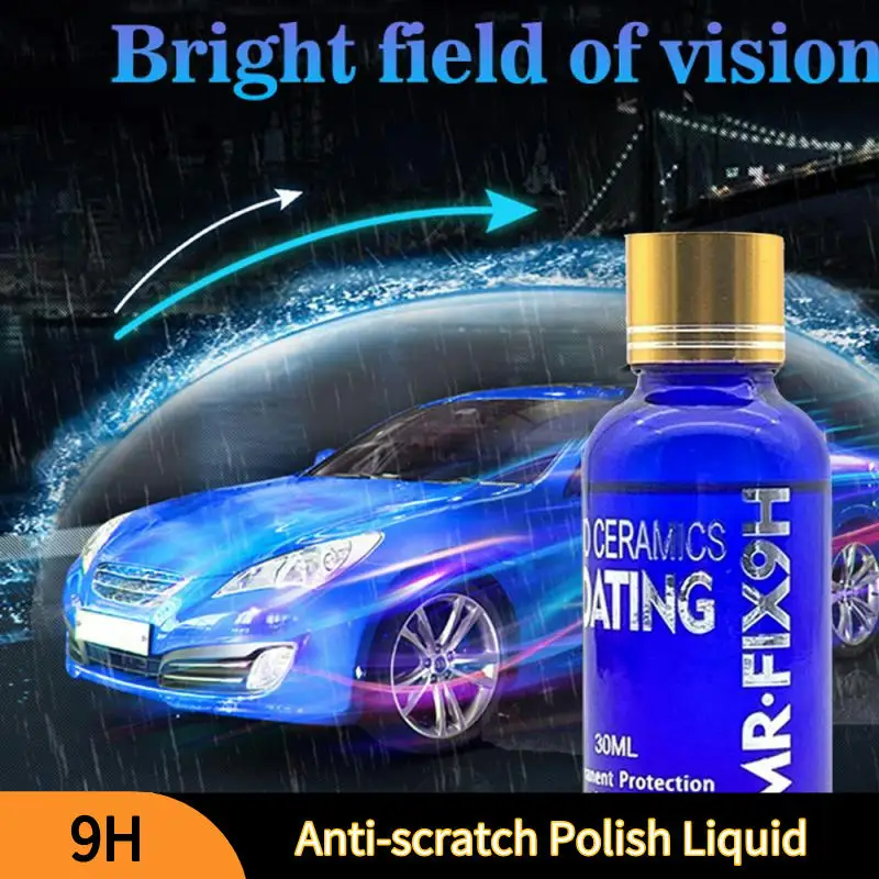 Жидкое керамическое покрытие 9H 30 мл для ухода за телом автомобиля гидрофобное