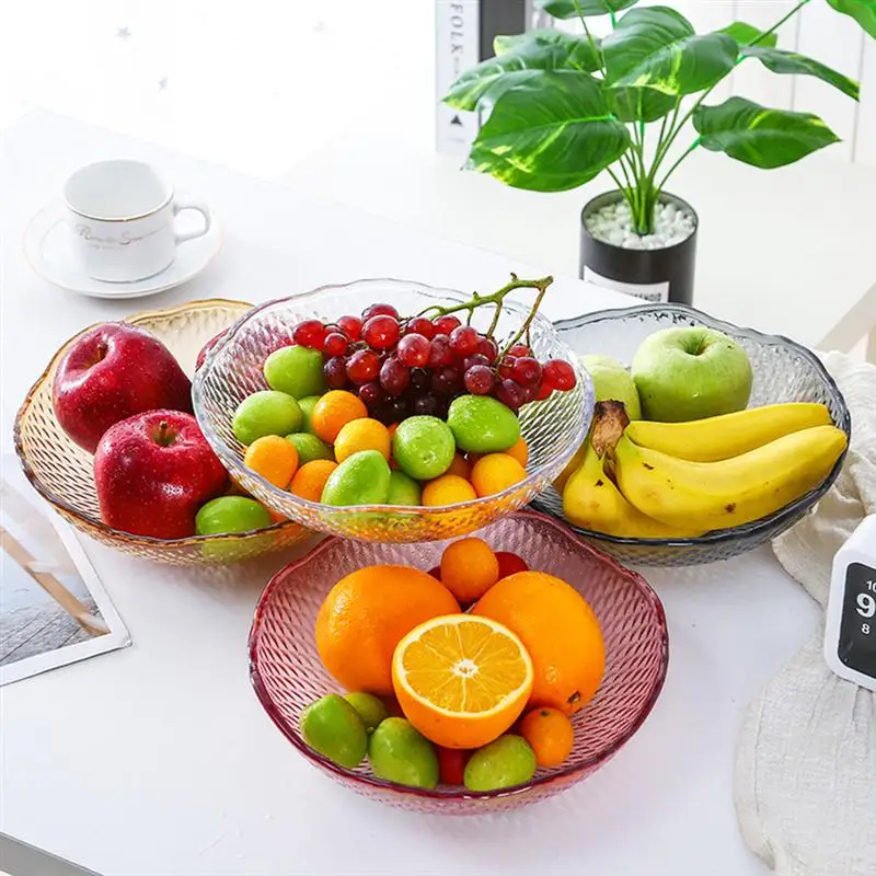 Пластиковая прозрачная тарелка с фруктами узор снэк для орехов волнистый край