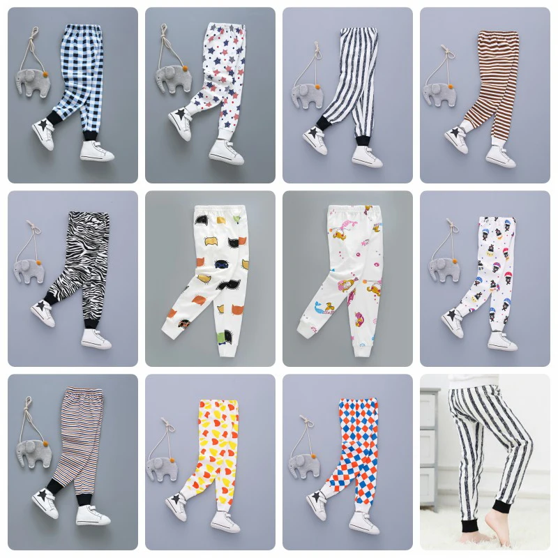 Летние детские брюки классические леггинсы в полоску с принтом для малышей штаны