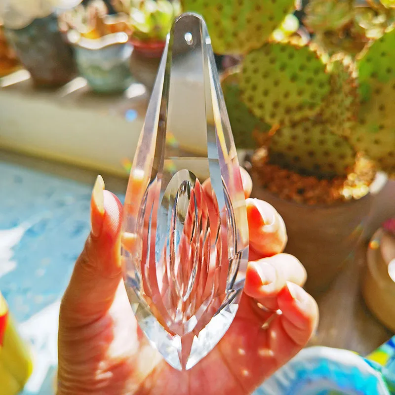 H&D 5inch Large Crystal Suncatcher Clear Faceted Horse-Eye P