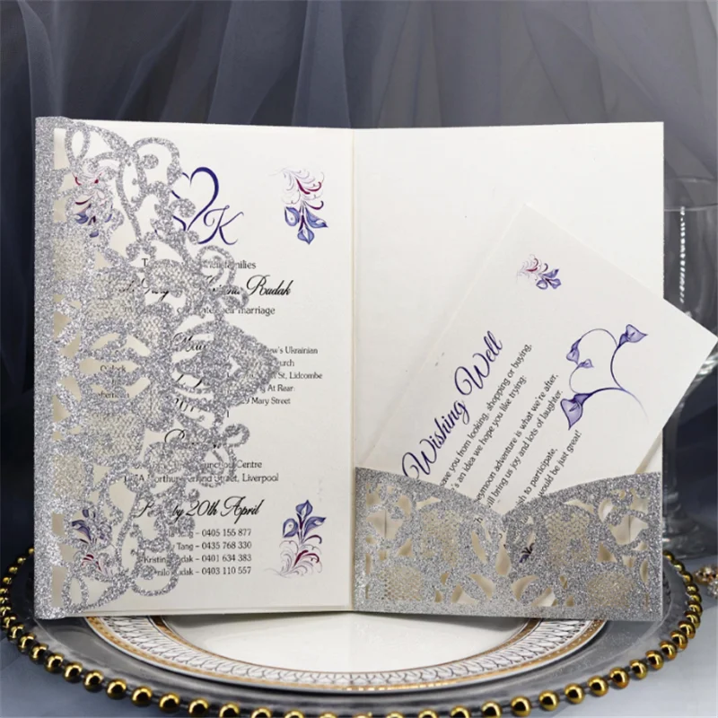 Современная свадебная пригласительная открытка с блестками цветочный Сельский