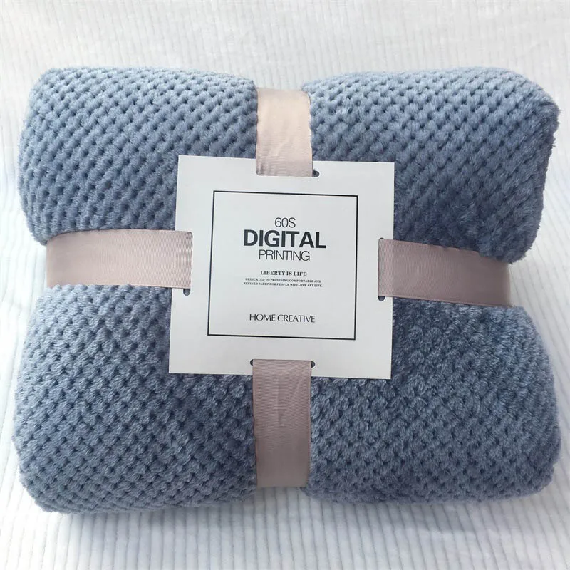 Blue Однотонное фланелевое одеяло, плюшевая кровать, шезлонг, покрывало из кораллового флиса, покрывало для дивана - Цвет: Blue