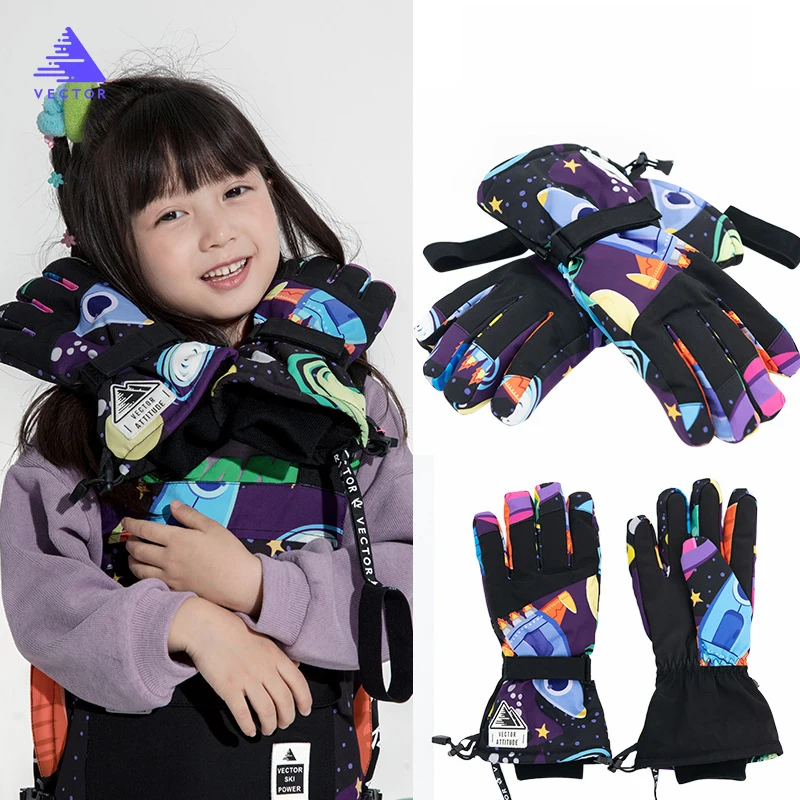 Водонепроницаемые теплые перчатки для девочек и мальчиков Детские