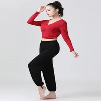 new arrival fashion sexy women dance clothing solid color dance wear comfortable modal long sleeve contracted design blouse