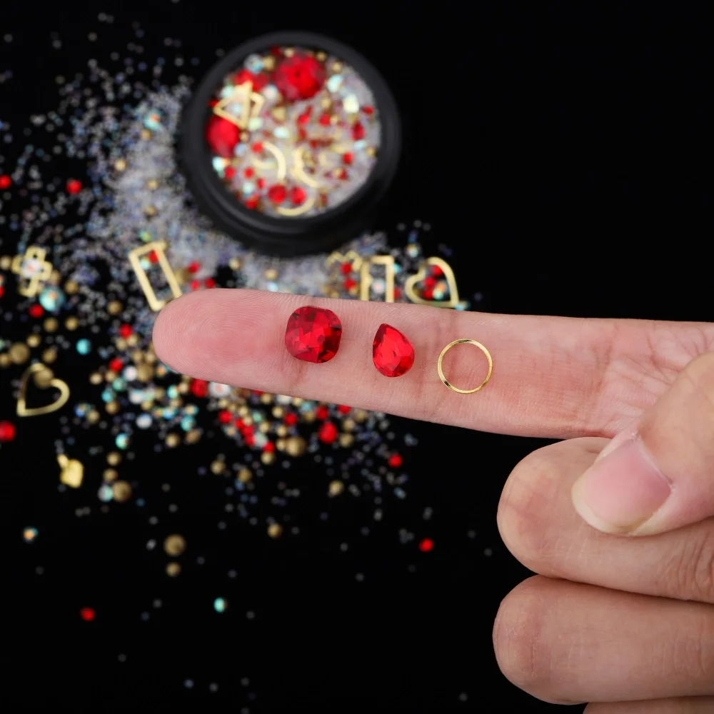 1 коробка для наполнителя ногтей смешанные флэш микро-просверленные разбитые