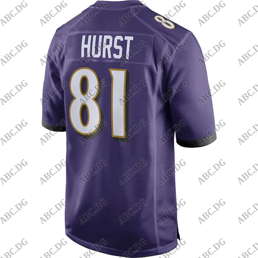 

Customized Stitch American Football Jersey Men Women Kid Youth Baltimore Hayden Hurst Purple Game Jersey