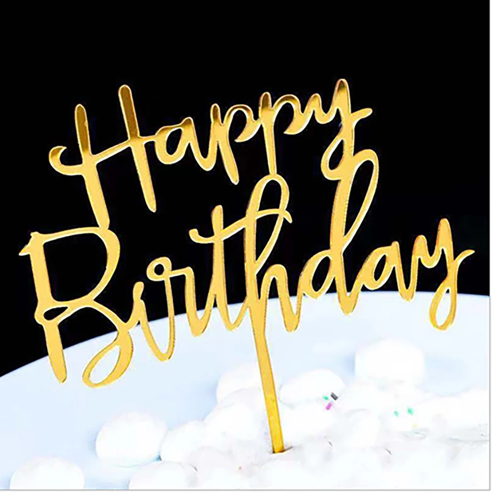 Топпер для торта С Днем Рождения Акриловые Золотые Зеркальные капкейки Topper детей