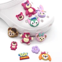 1pc cute cartoon bear dog rabbit shoe charms buckles decoration for garden shoe clogs accessories croc jibz party toy xmas gift
