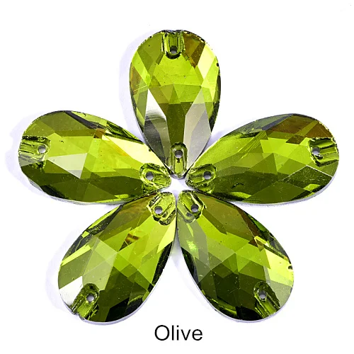 Olive Каплевидные стразы, много цветов, пришивные стразы с плоской задней стороной, стеклянные хрустальные каплевидные стразы, свадебное платье F0155 - Цвет: Olive
