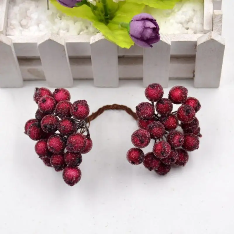 40pcs Artificial Berry Vivid Red Holly Berries Decorative Mini Christmas Frosted Home Garland New Beautiful | Дом и сад