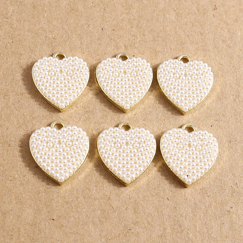 

4pcs 14*16mm Cute Imitation Pearl Love Heart Charms Pendants for Jewelry Making Drop Earrings Necklaces DIY Keychain Accessories