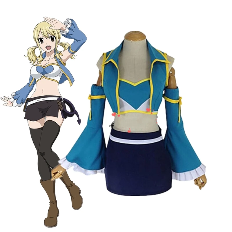 Аниме Люси хартфилия Fairy Tail 7 лет спустя Косплэй костюм для девочек в стиле