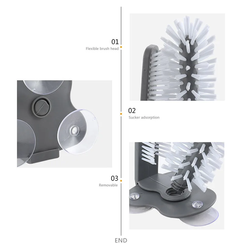 

Wine Suction Cup Popular Glass Cleaner New Arrival Plastic High Quality Home New Style Cup Scrubber Bottles Brush Cleaning Brush