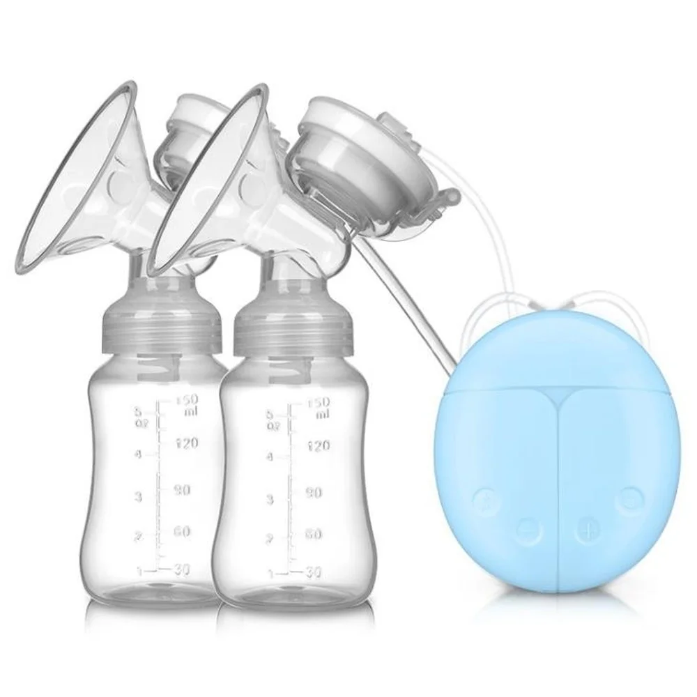 Extractor de leche el&eacute;ctrico Bilateral, bomba de leche alimentada por USB con biber&oacute;n para beb&eacute;, potente succi&oacute;n, accesorios de lactancia materna-2