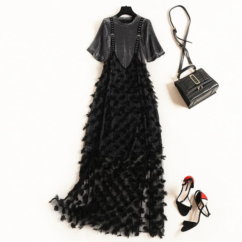 

New 2020 2 pcs Comfortable Women's Plain Summer O Neck Short Sleeve Casual Solid Pockets T Shirt Dress vestidos sdress