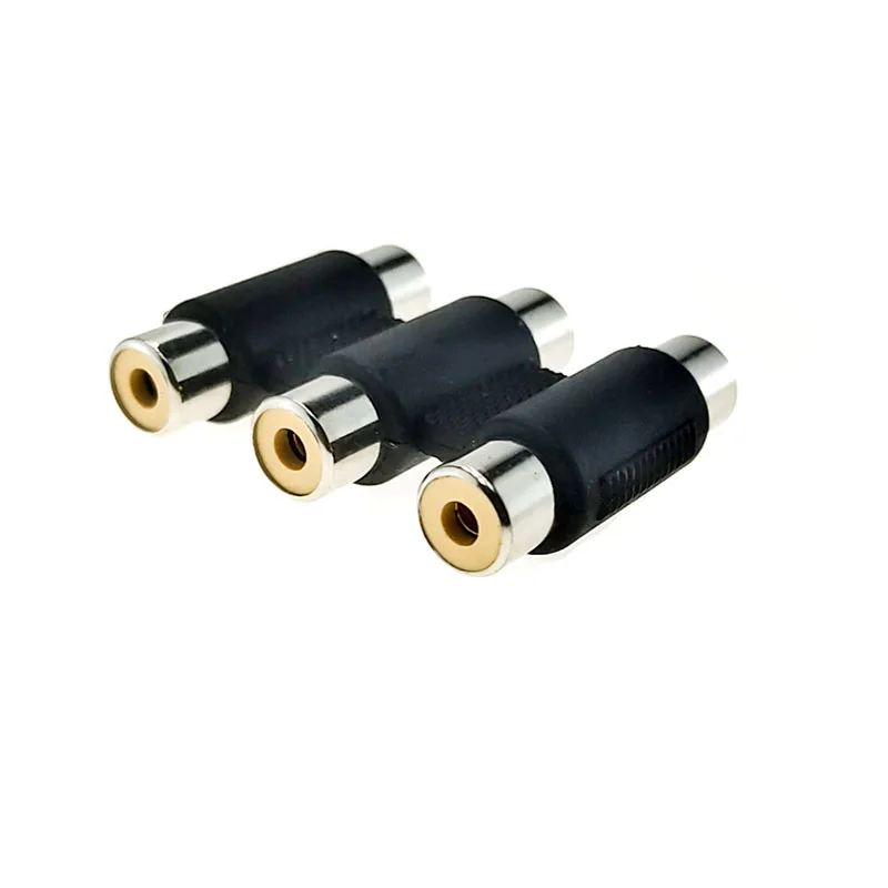 

2/5/10pieces female to female RCA 3-gang AV plug connector plastic shell stereo audio speaker plug channel dual crimp terminal