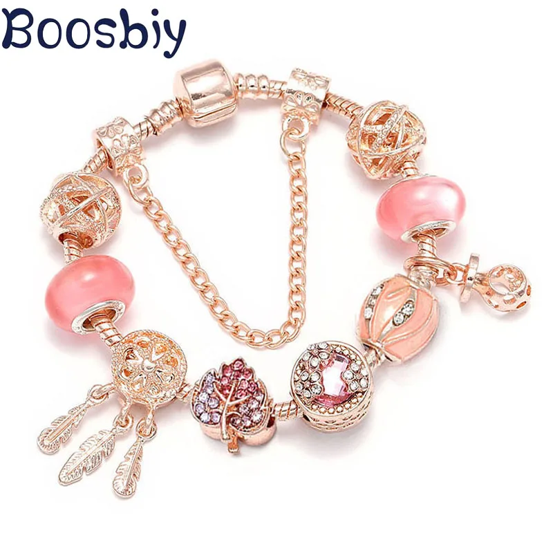 Дропшиппинг Европейский Стиль Розовое золото кристалл лист очаровательный