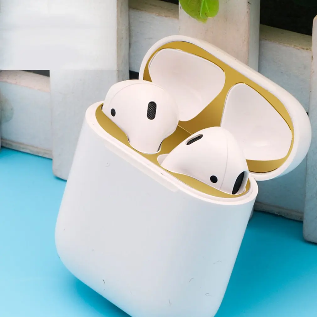 Металлическая защита от пыли аксессуары для Air pods 2 гарнитура защитная наклейка