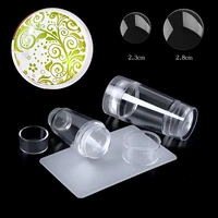 wakefulness double head nail stamper scraper set transparent silicone stamper for nail art stamping plate template tools