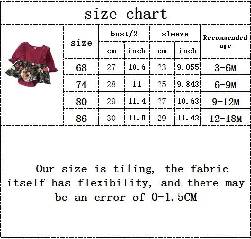 

Infant Baby Girls Spring Full Sleeve Patchwork Flower Outwear Jumpsuits Toddler Kids Casual Bodysuits 3-18M