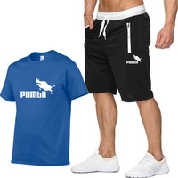 2021 popular new cotton mens tracksuit t shirt sports shorts set summer high quality cotton t shirt sports running set