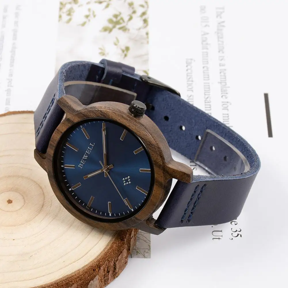 

LinTimes Women Men Lovers Wristwatches Stylish Wooden Quartz Watch PU Leather Strap Analog Wrist Watch For Female Male