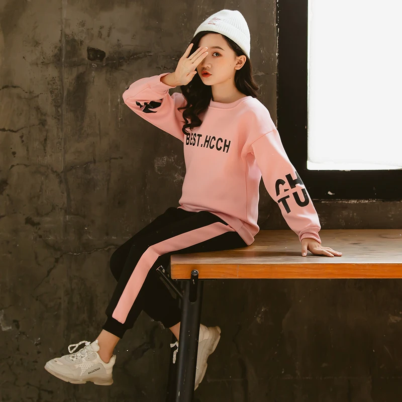 MudiPanda Girls Clothes 2021 Autumn Long Sleeve Shirts + Pants Suits Kids Teen Children Clothing Sets 5 6 7 8 9 10 12 Years | Детская