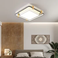 nordic minimalist roundsquare living room led ceiling lamp modern iron eye protection art master bedroom lights with wooden
