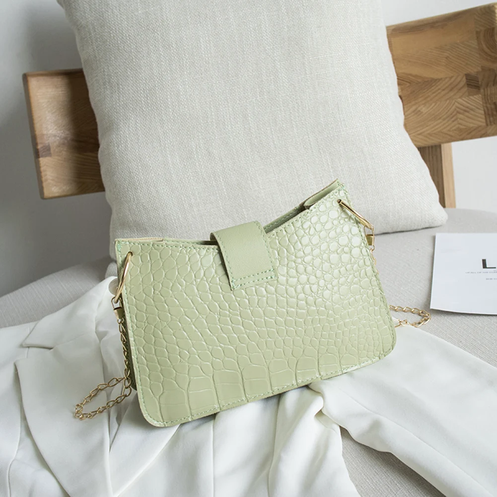 

Stone Pattern Women Chain Shoulder Bag Simple PU Leather Solid Color Crossbody Handbags Small Phone Clasp Purses Wristlet