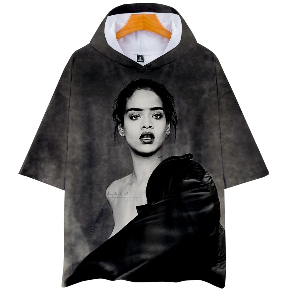 Rihanna Singer/модель актер Толстовки с капюшоном футболка короткими рукавами и