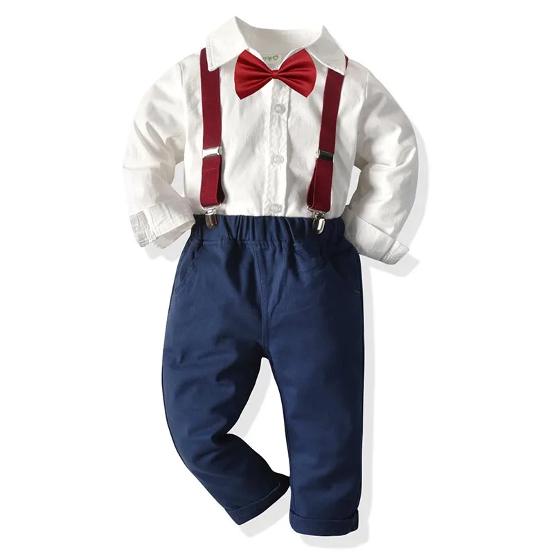 Костюм Джентльмена для мальчиков комплект одежды рубашка + брюки Рубашки костюм