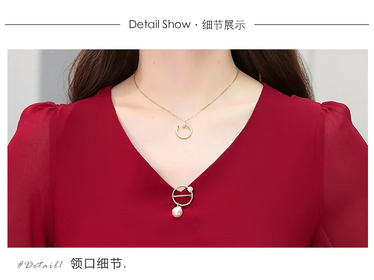 

2021 New Summer Korean version of the large-size temperament goddess Fan v collar black irregular mid-length chiffon dress