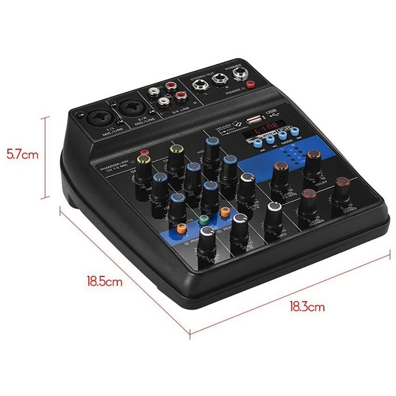 Portable 4 Channels Usb Mini Sound Mixing Console Audio Mixer Amplifier Bluetooth 48V Phantom Power For Karaoke Ktv Match Party |