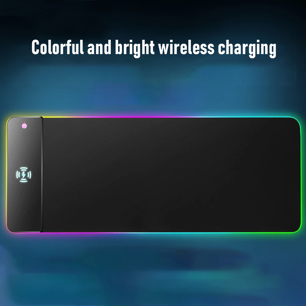 

Цветная (RGB) светильник Мышь Pad 15 Вт Беспроводной зарядки для Мобильный телефон Настольная лампа-коврик клавиатура Коврик красочные поверхн...